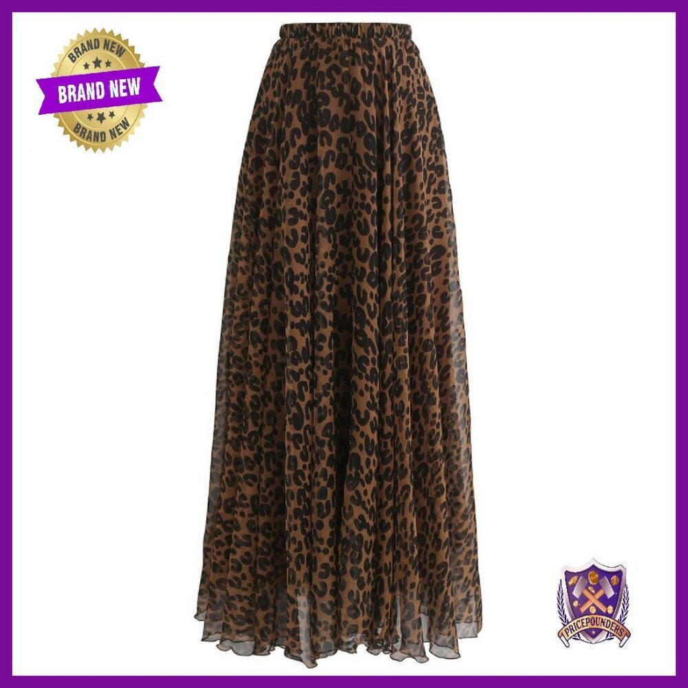Maxi Chiffon Slip Skirt with Elastic Waist, Floral Pattern, Lined